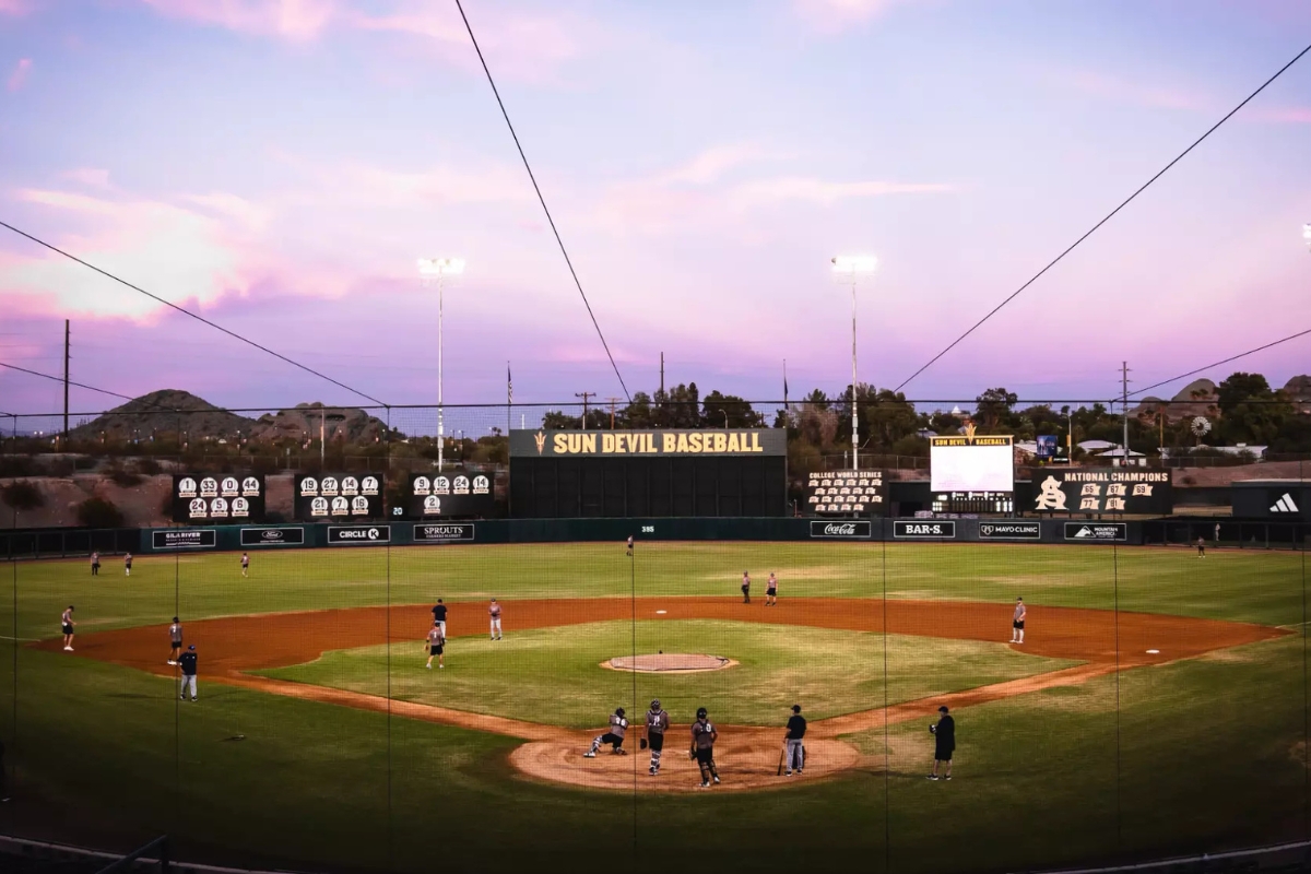 players competing at Phoenix Municipal stadium at ASU baseball camps